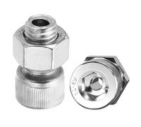 PATIKIL M12x20mm 304 Stainless Steel Hollow Bolt, 2 Set Cylindrical Hexagon Socket Screw Nut Kit Lamp Threading Screws Through Hole Fasteners