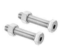 PATIKIL M12x60mm Hollow External Hexagon Screw, 2 Set Cylindrical Lamp Threading Socket Screws Through Hole Bolt with Nut 304 Stainless Steel