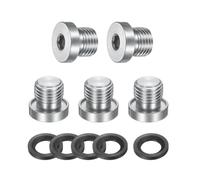 PATIKIL M14 x 1.5 Stainless Steel Pipe Plug 5 Pcs Metric Male Internal Hex Thread Socket Pipe Plug Hex Head Fitting with Rubber Washer for Sealing Water Oil Gas Pipeline