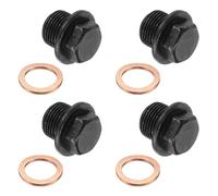 PATIKIL M14 x 1.5mm Metric Pipe Plug Fitting, 4 Pcs Outer Hex Head Socket Flange Male Thread Pipe Cap Adapter Connector with Copper Washer for Sealing Oil Gas Water