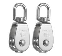 PATIKIL M15 Single Pulley Block, 2 Pack 304 Stainless Steel Heavy Wire Rope Hanging Wire Towing Wheel Lifting Crane Swivel Hook, Loading 35KG/77LBS