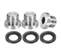 PATIKIL M16 x 1.25 Stainless Steel Pipe Plug 3 Pcs Metric Male Internal Hex Thread Socket Pipe Plug Hex Head Fitting with Rubber Washer for Sealing Water Oil Gas Pipeline