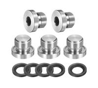 PATIKIL M16 x 1.25 Stainless Steel Pipe Plug 5 Pcs Metric Male Internal Hex Thread Socket Pipe Plug Hex Head Fitting with Rubber Washer for Sealing Water Oil Gas Pipeline