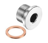 PATIKIL M16 x 1.5 Metric Pipe Plug Fitting, 304 Stainless Steel Internal Hex Head Socket Pipe Cap Adapter Connector with Copper Washer for Sealing Oil Gas Water