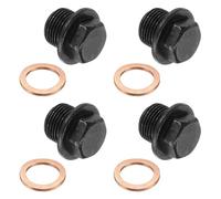 PATIKIL M16 x 1.5mm Metric Pipe Plug Fitting, 4 Pcs Outer Hex Head Socket Flange Male Thread Pipe Cap Adapter Connector with Copper Washer for Sealing Oil Gas Water
