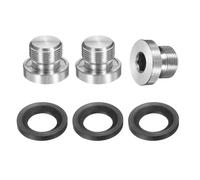 PATIKIL M16 x 1 Stainless Steel Pipe Plug 3 Pcs Metric Male Internal Hex Thread Socket Pipe Plug Hex Head Fitting with Rubber Washer for Sealing Water Oil Gas Pipeline