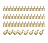 PATIKIL M2.5 x 5+4 mm Female Thread Hex Brass PCB Standoff, 50 Pcs for FPV Drone Quadcopter PCB Motherboard Steel Screw Nut Set Computer Electrical, Gold