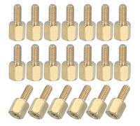 PATIKIL M2.5 x 5+6 mm Female Thread Hex Brass PCB Standoff, 20 Pcs for FPV Drone Quadcopter PCB Motherboard Steel Screw Nut Set Computer Electrical, Gold