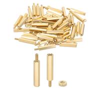 PATIKIL M2.5X22mm+6mm Standoff Screws, 100Pcs Male to Female Hex Brass PCB Standoff Spacer Screw Nut Assortment Kit for PCB Computer Circuit Board, Golden