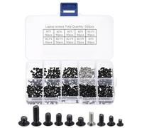 PATIKIL M2 M2.5 M3 Laptop Computer Screw Kit, 500Pcs Carbon Steel Phillips Flat Countersunk Head Screw Assortments for Universal Laptops PC Case DIY Repair, Black/Silver