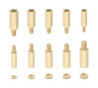 PATIKIL M2 M2.5 M3 M4 M5 15+3mm 15+6mm 20+7mm Standoff Screws, 100Pcs Male to Female Hex Brass PCB Standoff Spacer Screw Nut Assortment Kit for PCB Computer Circuit Board, Golden