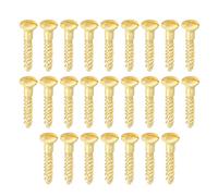 PATIKIL M2 x 12mm Slotted Wood Screw, 25 Pack Solid Brass Oval Head Flat Head Self Tapping Screws for Wood Furniture Connecting, Gold Tone