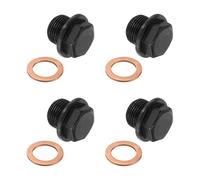 PATIKIL M20 x 1.5mm Metric Pipe Plug Fitting, 4 Pcs Outer Hex Head Socket Flange Male Thread Pipe Cap Adapter Connector with Copper Washer for Sealing Oil Gas Water