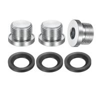 PATIKIL M22 x 1.5 Stainless Steel Pipe Plug 3 Pcs Metric Male Internal Hex Thread Socket Pipe Plug Hex Head Fitting with Rubber Washer for Sealing Water Oil Gas Pipeline
