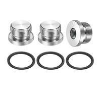 PATIKIL M24 x 2 Stainless Steel Pipe Plug 3 Pcs Metric Male Internal Hex Thread Socket Pipe Plug Hex Head Fitting with Rubber Washer for Sealing Water Oil Gas Pipeline