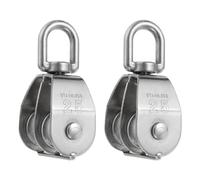 PATIKIL M25 Double Pulley Block, 2 Pack 304 Stainless Steel Heavy Wire Rope Hanging Wire Towing Wheel Lifting Crane Swivel Hook, Loading 150KG/331LBS