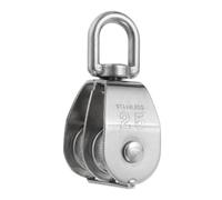 PATIKIL M25 Double Pulley Block, 304 Stainless Steel Heavy Wire Rope Hanging Wire Towing Wheel Lifting Crane Swivel Hook, Loading 150KG/331LBS