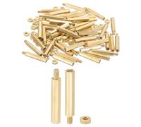PATIKIL M2X16mm+3mm Standoff Screws, 100Pcs Male to Female Hex Brass PCB Standoff Spacer Screw Nut Assortment Kit for PCB Computer Circuit Board, Golden