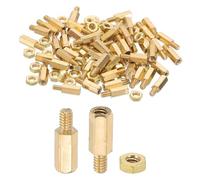 PATIKIL M2X6mm+3mm Standoff Screws, 100Pcs Male to Female Hex Brass PCB Standoff Spacer Screw Nut Assortment Kit for PCB Computer Circuit Board, Golden