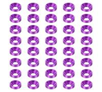 PATIKIL M3 Finish Countersunk Washer, 40pcs Anodized Aluminum Alloy Flat Cup Head Screw Gasket Bolt for Mechanical Accessories Parts DIY Models, Purple