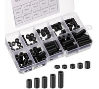 PATIKIL M3 Nylon Spacers, 100Pcs Plastic Spacer Assortment Spacer Screw Standoff Round Electrical Outlet Spacers for 1/8 in Screw Bolts Hardware Receptacle, Black