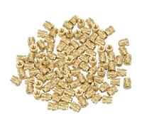 PATIKIL M3 Threaded Inserts M3x6x5mm, 100 Pcs Brass Heat Set Insert Female Threaded Inserts Metric Knurled Nuts Embedment Nut for Plastic and 3D Printing Components, Gold