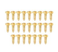 PATIKIL M3 x 12mm Slotted Wood Screw, 25 Pack Solid Brass Oval Head Flat Head Self Tapping Screws for Wood Furniture Connecting, Gold Tone