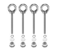 PATIKIL M3 x 30mm Shoulder Eye Bolt, 4 Pcs 304 Stainless Steel Lifting Ring Threaded Eye Bolt with Flange Lock Nuts Spring and Flat Washers for Hanging Tie Down Straps Outdoor Indoor