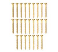 PATIKIL M3 x 30mm Slotted Wood Screw, 25 Pack Solid Brass Oval Head Flat Head Self Tapping Screws for Wood Furniture Connecting, Gold Tone