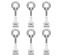 PATIKIL M3 x 9mm Eye Bolt Set, 6 Pcs 304 Stainless Steel Lifting Ring Threaded Shoulder Eyebolt with Nuts Spring & Flat Washers for Hanging Tie Down Straps Outdoor Indoor