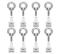PATIKIL M3 x 9mm Eye Bolt Set, 8 Pcs 304 Stainless Steel Lifting Ring Threaded Shoulder Eyebolt with Nuts Spring & Flat Washers for Hanging Tie Down Straps Outdoor Indoor