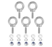 PATIKIL M3 x 9mm Lifting Shoulder Eye Bolt, 5Pcs 304 Stainless Steel Lifting Ring Threaded Eyebolt with Nuts Washers for Hanging Hammocks Articles