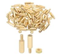 PATIKIL M3X12mm+6mm Standoff Screws, 100Pcs Male to Female Hex Brass PCB Standoff Spacer Screw Nut Assortment Kit for PCB Computer Circuit Board, Golden