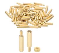 PATIKIL M3X18mm+6mm Standoff Screws, 100Pcs Male to Female Hex Brass PCB Standoff Spacer Screw Nut Assortment Kit for PCB Computer Circuit Board, Golden