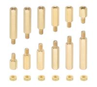 PATIKIL M4+6mm Standoff Screws, 120Pcs Male to Female Hex Brass PCB Standoff Spacer Screw Nut Assortment Kit for PCB Computer Circuit Board, Golden