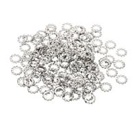 PATIKIL M4 External Tooth Lock Washers, 150Pcs 304 Stainless Steel Serrated Locking Washers Assortment Kit for Mechanical Equipment Retaining Clips Fasteners, Silver