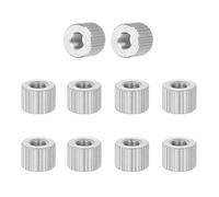 PATIKIL M4 Knurled Thumb Nuts, 10pcs 304 Stainless Steel Female Thread Type Flat Head Through Hole Round Hand Tighten Knob Fasteners Screw Cap Adjust Lock Position, D8mm x H6mm