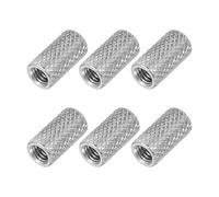 PATIKIL M4 Round Connector Nuts, 6 Pcs 0.24"OD x 0.47"H 304 Stainless Steel Round Knurled Thumb Coupling Nut Sleeve Threaded Rod Bar Stud Tube Hardware Fastener for Camera Lamp Bracket