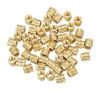 PATIKIL M4 Threaded Inserts M4x6x6mm, 50 Pcs Brass Heat Set Insert Female Threaded Inserts Metric Knurled Nuts Embedment Nut for Plastic and 3D Printing Components, Gold
