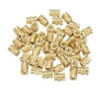 PATIKIL M4 Threaded Inserts M4x8x6mm, 50 Pcs Brass Heat Set Insert Female Threaded Inserts Metric Knurled Nuts Embedment Nut for Plastic and 3D Printing Components, Gold
