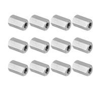 PATIKIL M4 x 0.7-Pitch 304 Stainless Steel Hex Coupling Nuts, 12Pcs 12mm/ 0.5" Length Coarse Fully Threaded Rod Coupling Nut Studding Connector Fasteners, Silver Tone