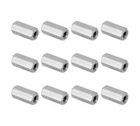 PATIKIL M4 x 0.7-Pitch 304 Stainless Steel Hex Coupling Nuts, 12Pcs 15mm/ 0.6" Length Coarse Fully Threaded Rod Coupling Nut Studding Connector Fasteners, Silver Tone