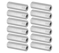 PATIKIL M4 x 0.7-Pitch 304 Stainless Steel Hex Coupling Nuts, 12Pcs 25mm/ 1" Length Coarse Fully Threaded Rod Coupling Nut Studding Connector Fasteners, Silver Tone
