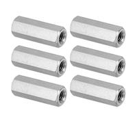 PATIKIL M4 x 0.7-Pitch 304 Stainless Steel Hex Coupling Nuts, 6Pcs 20mm/ 0.8" Length Coarse Fully Threaded Rod Coupling Nut Studding Connector Fasteners, Silver Tone