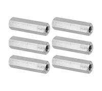 PATIKIL M4 x 0.7-Pitch 304 Stainless Steel Hex Coupling Nuts, 6Pcs 25mm/ 1" Length Coarse Fully Threaded Rod Coupling Nut Studding Connector Fasteners, Silver Tone