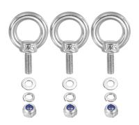 PATIKIL M4 x 10mm Lifting Shoulder Eye Bolt, 3Pcs 304 Stainless Steel Lifting Ring Threaded Eyebolt with Nuts Washers for Hanging Hammocks Articles