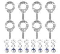 PATIKIL M4 x 10mm Lifting Shoulder Eye Bolt, 8Pcs 304 Stainless Steel Lifting Ring Threaded Eyebolt with Nuts Washers for Hanging Hammocks Articles