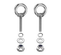 PATIKIL M4 x 20mm Shoulder Eye Bolt, 2 Pcs 304 Stainless Steel Lifting Ring Threaded Eye Bolt with Flange Lock Nuts Spring and Flat Washers for Hanging Tie Down Straps Outdoor Indoor