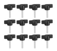 PATIKIL M4 x 20mm Tee Thumb Screws, 12 Pcs 27mm Width Carbon Steel Tee Wing Knobs Screws Clamping t Head Handles Thumbscrew Bolt Screw Kit for Replace Hand Tightening Knob Supply, Black