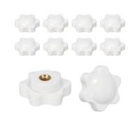 PATIKIL M4 x 25mm Thread Clamping Nuts, 10 Pcs 6 Star Knob Screws Female Thread Screw-On Grip Handle Nuts for Umbrella Base Replacement, White